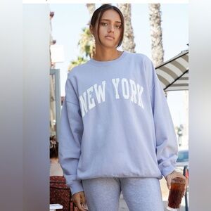 Brandy Melville John Galt New York Crew Sweatshirt Periwinkle one size S M